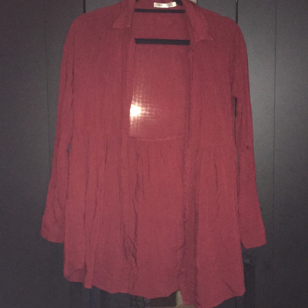 Peplum burgundy shirt blouse